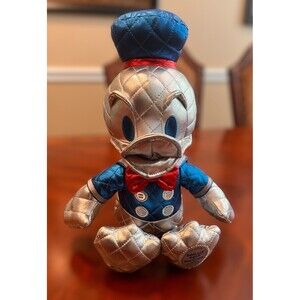 Disney Donald Duck 85th Anniversary 15" Metallic Silver Quilted Plush New